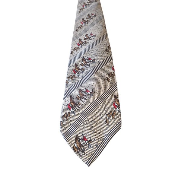 Vintage Silk Equestrian Horse Hunt Tie Trench’s Hunting Post Briar - Picture 8 of 13